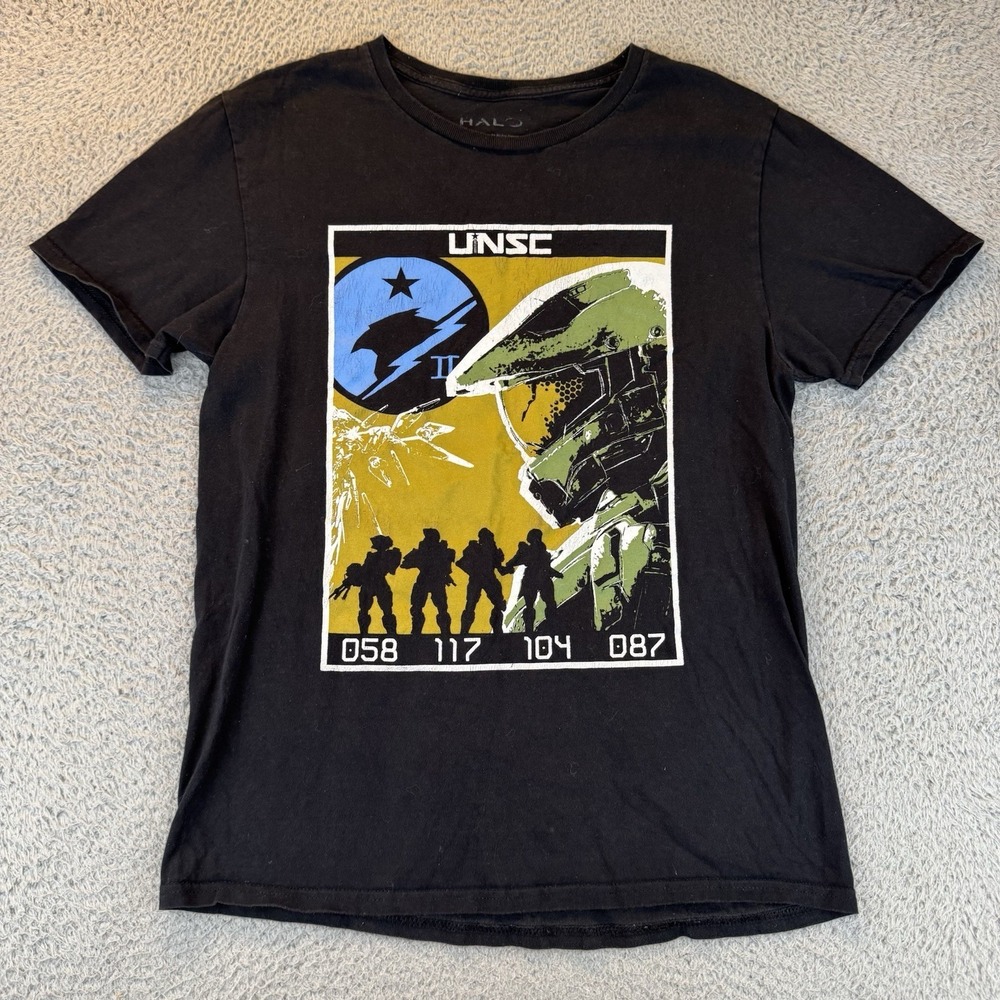 HALO INFINITE Master Chief Blue‎ Team 117 Mens Black T-Shirt Size Medium